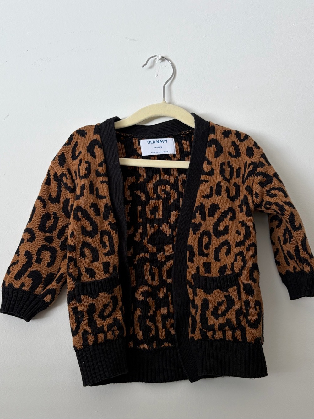 Old Navy Brown and Black Leopard Print Cardigan Sweater